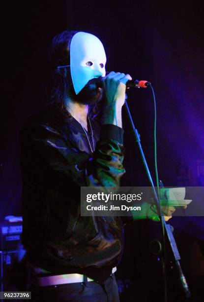 Andrew Wyatt, of Swedish band Miike Snow, performs live on stage during the 'New To Q Sessions' at the Tabernacle in Notting Hill, on January 27,...