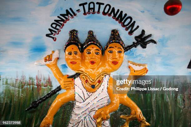 voodoo shrine in cotonou, benin. godess manmi tatonnon. - animism stock pictures, royalty-free photos & images