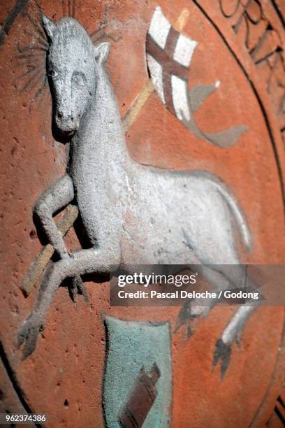 saint-pierre-le-jeune protestant church. lamb of god. agnus dei. strasbourg. france. - lamb of god stock pictures, royalty-free photos & images