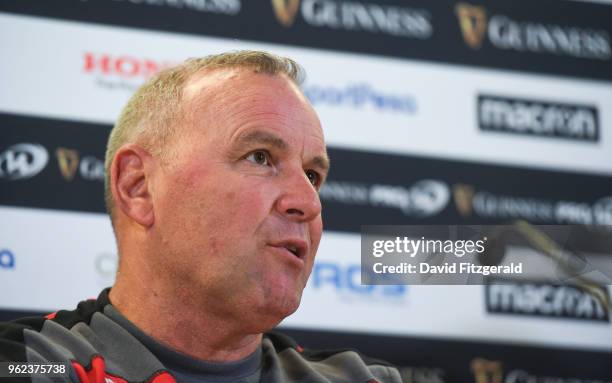 Dublin , Ireland - 25 May 2018; Head coach Wayne Pivac during the Scarlets press conference at the Aviva Stadium in Dublin.