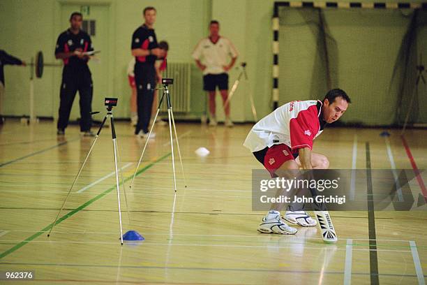 Michael Vaughan takes part in a fitness test during a Training Test day for the England Cricket team at Loughborough University in Loughborough,...