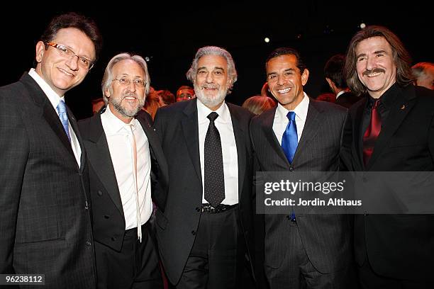 Gabriel Abaroa, Neil Portnow, Placido Domingo, Mayor Antonio Villaraigosa, Louis Cobo during the Grammy Salute To Glassical Music at The Broad Stage...