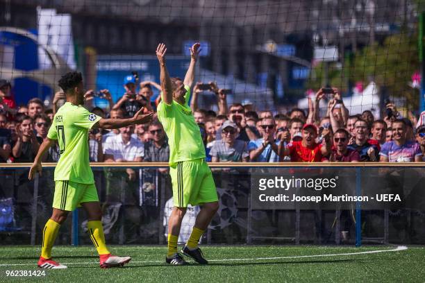 Sergei Rebrov of Andriy Shevchenko and Friends celebrates his goal in the Ultimate Champions Tournament prior to the UEFA Champions League final...