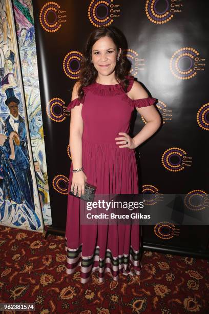 Best Supporting Actress in a Musical "Carousel" winner Lindsay Mendez poses at the 2018 Outer Critics Circle Awards at Sardi's on May 24, 2018 in New...