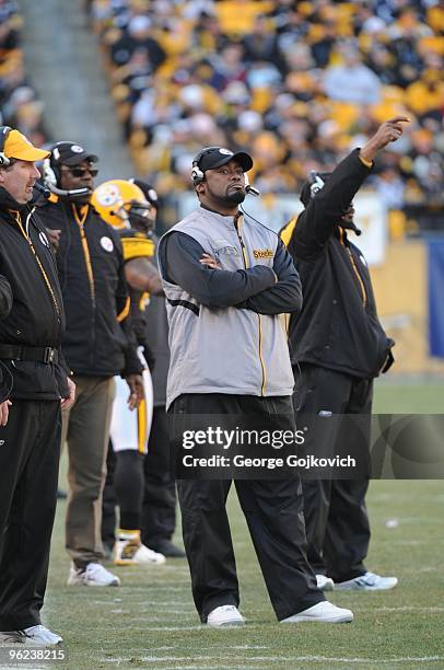 Head coach Mike Tomlin of the Pittsburgh Steelers looks on from the sideline during a game against the Baltimore Ravens at Heinz Field on December...