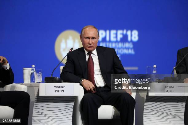 Vladimir Putin, Russia's president, speaks during a discussion in the plenary session at the St. Petersburg International Economic Forum in St....