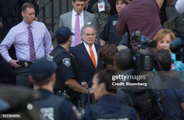 Benjamin Brafman, attorney for former Weinstein Co. Co-Chairman Harvey Weinstein, center, exits Manhattan Criminal Court in New York, U.S., on...