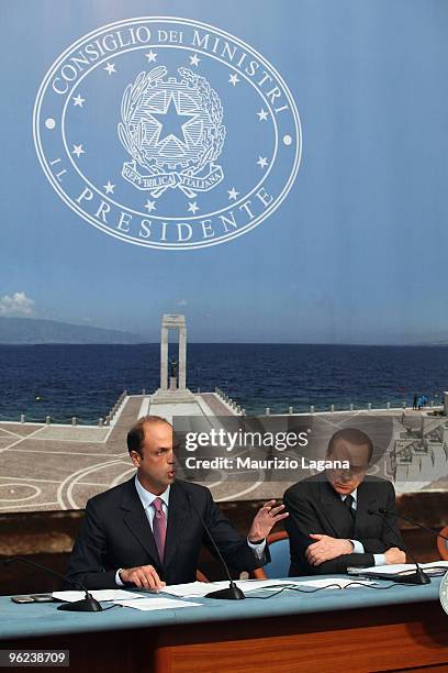 Italian Prime Minister Silvio Berlusconi and Justice Minister Angelino Alfano attend an Italian Council of Ministers Assembly at the Palazzo della...