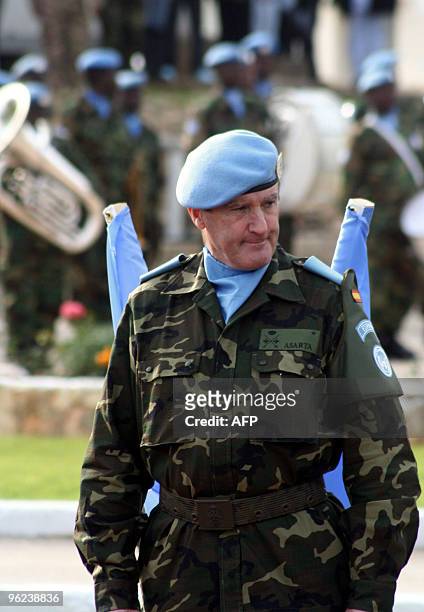 The new commander of the United Nations Interim Force in Lebanon Major-General Alberto Asarta Cuevas of Spain attends the transfer of command...