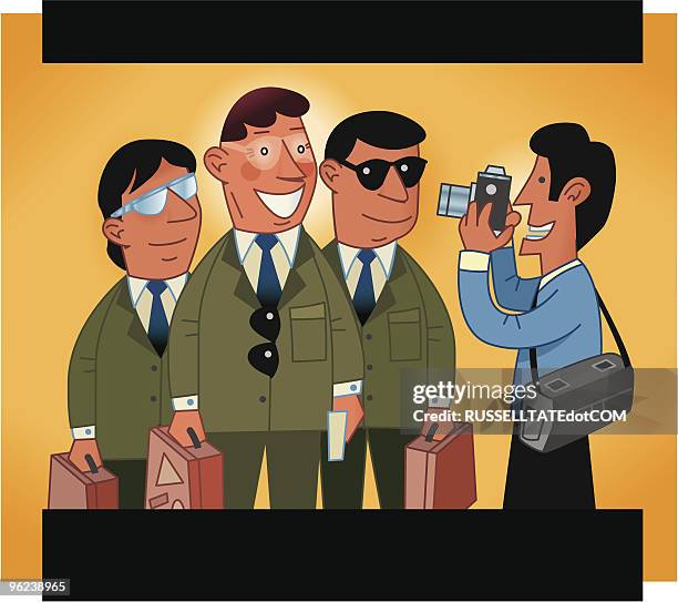 sunglasses and sun - camera stand stock illustrations