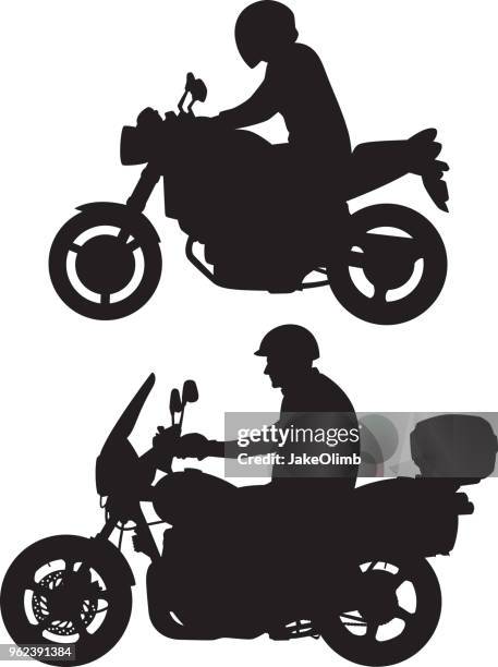 motorrad-fahrer-silhouetten - riding stock-grafiken, -clipart, -cartoons und -symbole