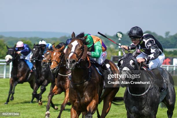 Jamie Spencer riding Raucous win The Thames Materials Bulk Excavations Handicap at Goodwood Racecourse on May 25, 2018 in Chichester, United Kingdom.