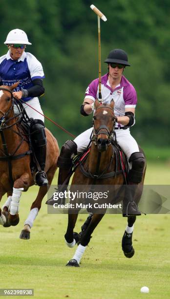 Prince William, Duke of Cambridge takes part in The Jerudong Park Polo Day at Cirencester Park Polo Club on May 25, 2018 in Cirencester, England.