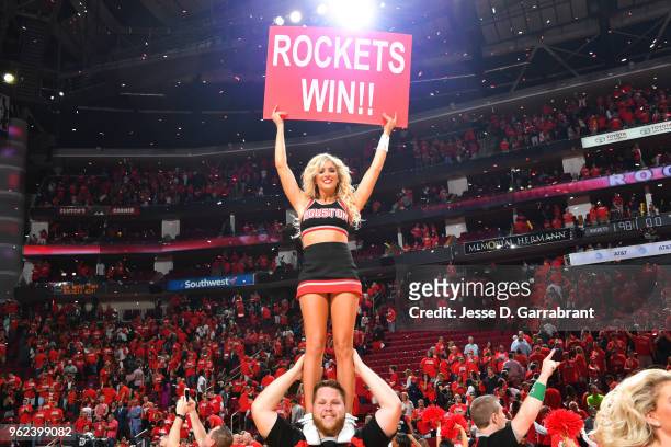 The Houston Rockets dance team perform after Game Five of the Western Conference Finals against the Golden State Warriors during the 2018 NBA...
