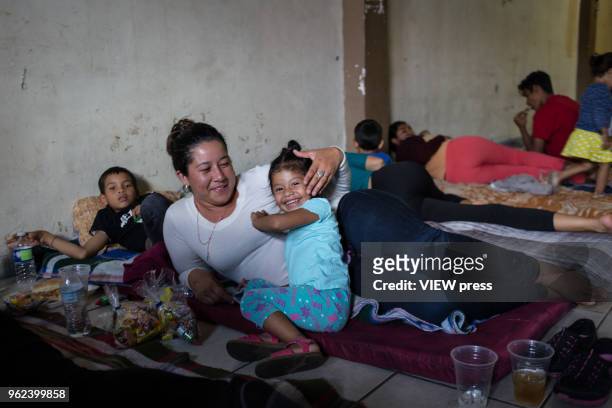 Many of the migrants who arrived in Mexicali in the Migrant Caravan are mothers who traveled by train, alone with their children from Central America...