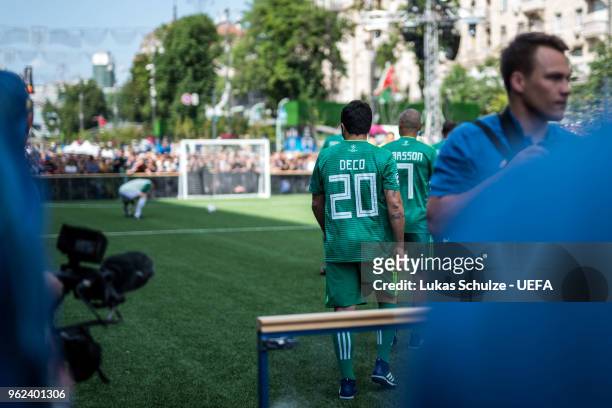 Deco of UEFA Champions League Legends enters the pitch prior to the Ultimate Champions Tournament at the Champions Festival ahead of the UEFA...