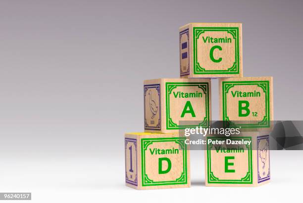 kids vitamin building blocks.  - ビタミンb3 ストックフォトと画像