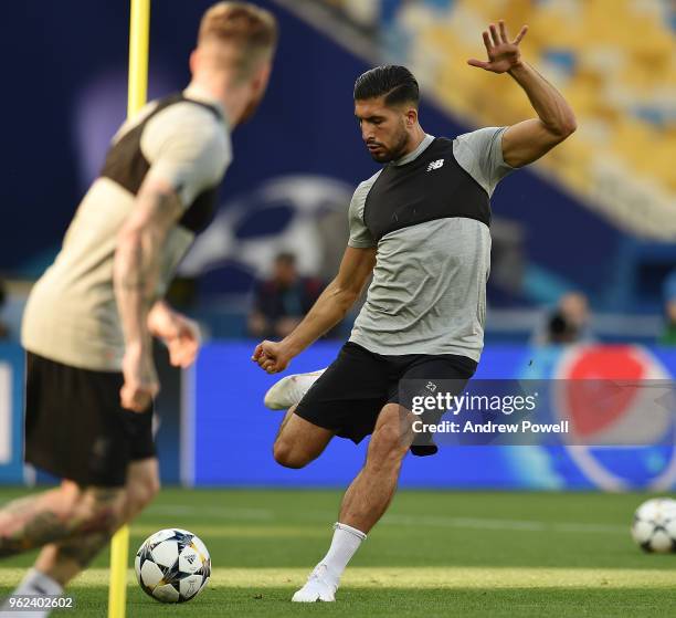 Emre Can of Liverpool during training session before the UEFA Champions League final between Real Madrid and Liverpool on May 22, 2018 in Kiev,...