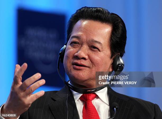 Vietnamese Prime Minister Nguyen Tan Dung talks during the session "Global Governance Redesigned", on the second day of the World Economic Forum...