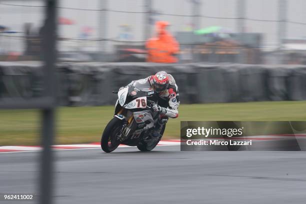 Loris Baz of France and Gulf Althea BMW Racing Team heads down a straight during the Motul FIM Superbike World Championship - Free Practice at...