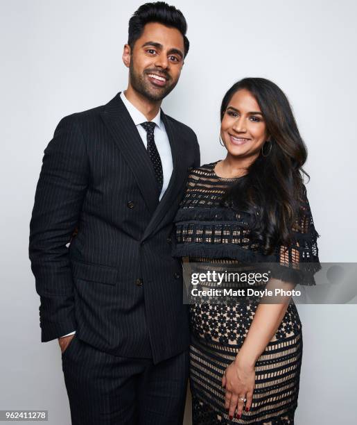 Host and comedian Hasan Minhaj and wife Beena Patel Minhaj pose for a portrait at The 77th Annual Peabody Awards Ceremony on May 19, 2018 in New York...