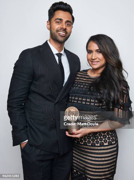 Host and comedian Hasan Minhaj and wife Beena Patel Minhaj pose for a portrait at The 77th Annual Peabody Awards Ceremony on May 19, 2018 in New York...
