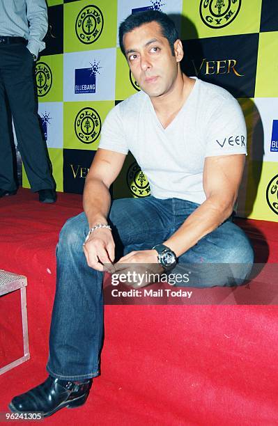 Actor Salman Khan at " Gold's Gym and Veer Strength Challenge"