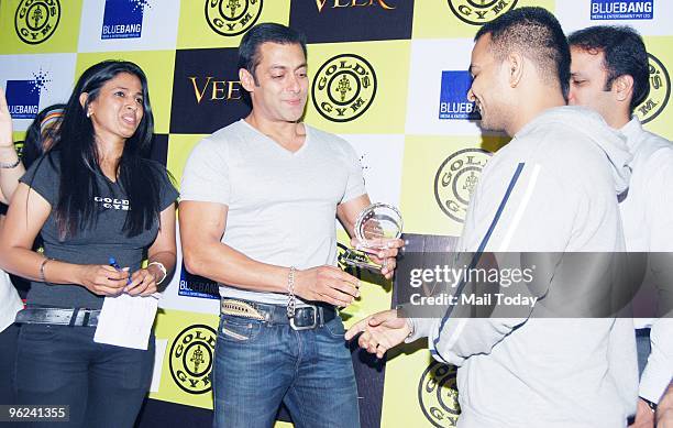 Actor Salman Khan at " Gold's Gym and Veer Strength Challenge"