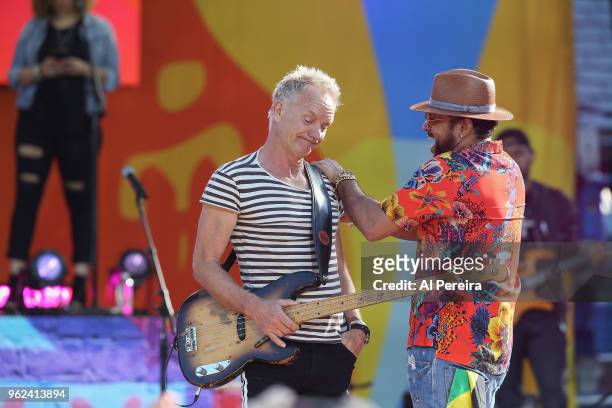 Sting and Shaggy perform on ABC's "Good Morning America" show at Rumsey Playfield, Central Park on May 25, 2018 in New York City.