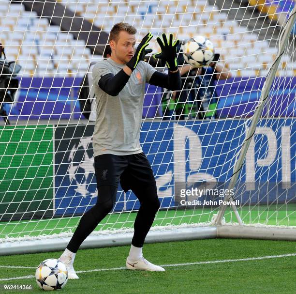 Simon Mignolet of Liverpool during training session before the UEFA Champions League final between Real Madrid and Liverpool on May 22, 2018 in Kiev,...