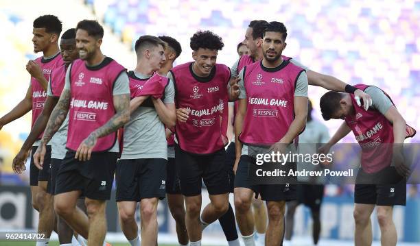 Curtis Jones, Danny Ward, Ben Woodburn and Emre Can of Liverpool during training session before the UEFA Champions League final between Real Madrid...