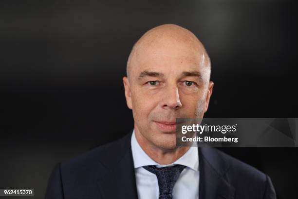 Anton Siluanov, Russia's finance minister, poses for a photograph following a Bloomberg Television interview at the St. Petersburg International...