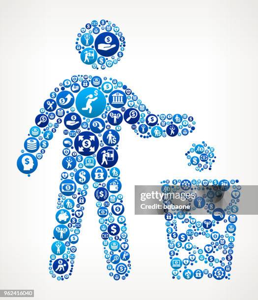 litering money blue icon pattern background - garbage pile stock illustrations