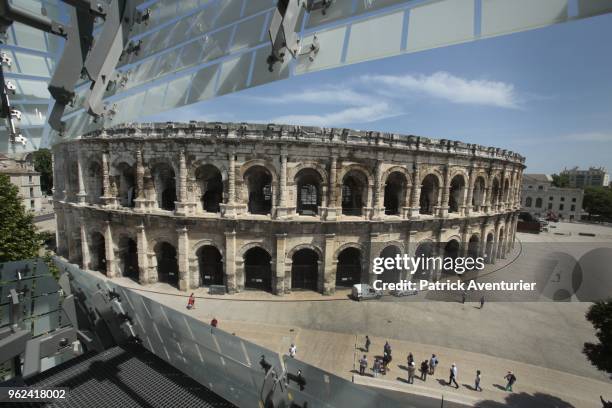 The city of Nimes opens its new Museum of Romanite in front the Roman arena on May 25, 2018 in Nimes, France. Inside this new contemporary building,...