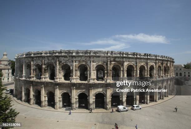 The city of Nimes opens its new Museum of Romanite in front the Roman arena on May 25, 2018 in Nimes, France. Inside this new contemporary building,...