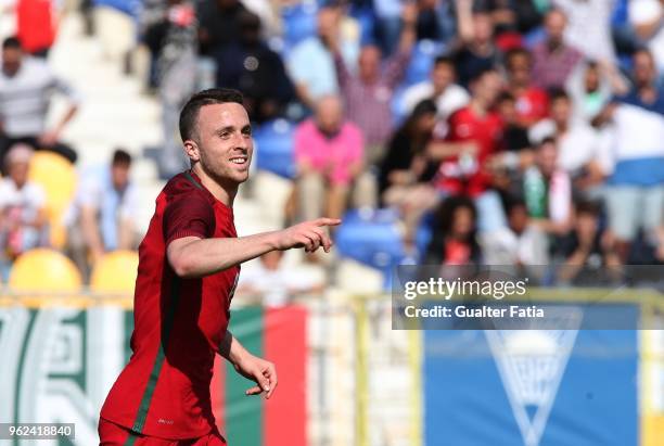 Portugal and Wolverhampton Wanderers forward Diogo Jota celebrates after scoring a goal during the U21 International Friendly match between Portugal...