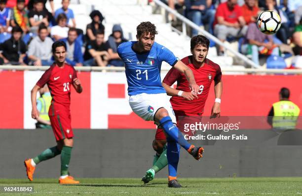 Italy and AC Milan midfielder Manuel Locatelli in action during the U21 International Friendly match between Portugal and Italy at Estadio Antonio...