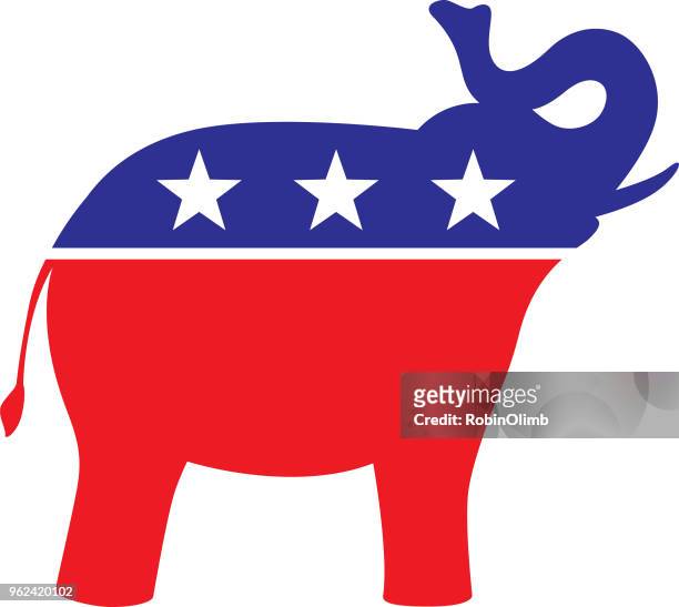 patriotische elephant symbol - republikanische partei stock-grafiken, -clipart, -cartoons und -symbole