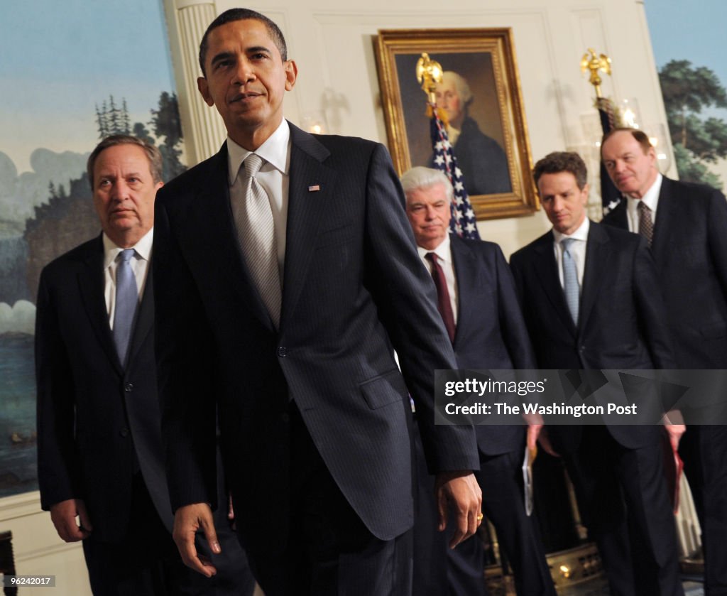 Barack Obama Meets With Geithner And Banking Committees