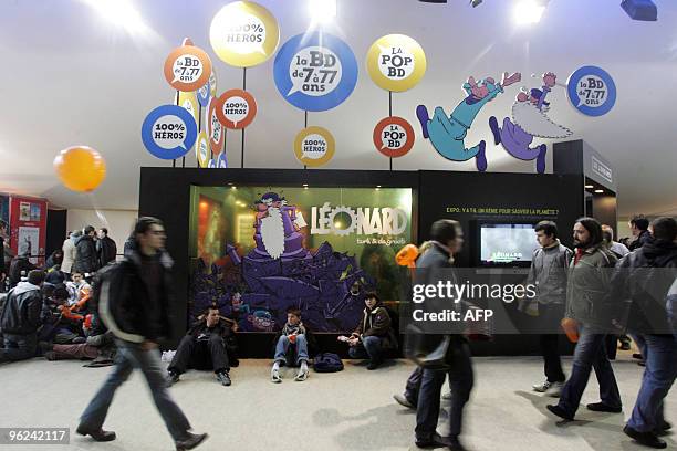 People visit the International comic books festival of Angouleme on January 28, 2010 in Angouleme, western France, on the opening day of this 37th...