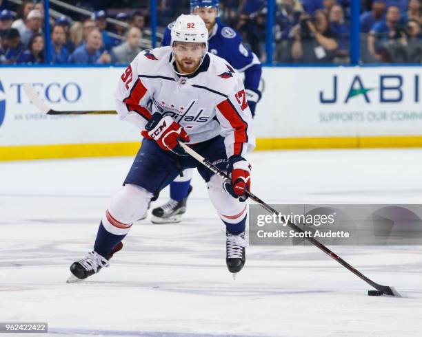 Evgeny Kuznetsov of the Washington Capitals against the Tampa Bay Lightning during Game Seven of the Eastern Conference Final during the 2018 NHL...