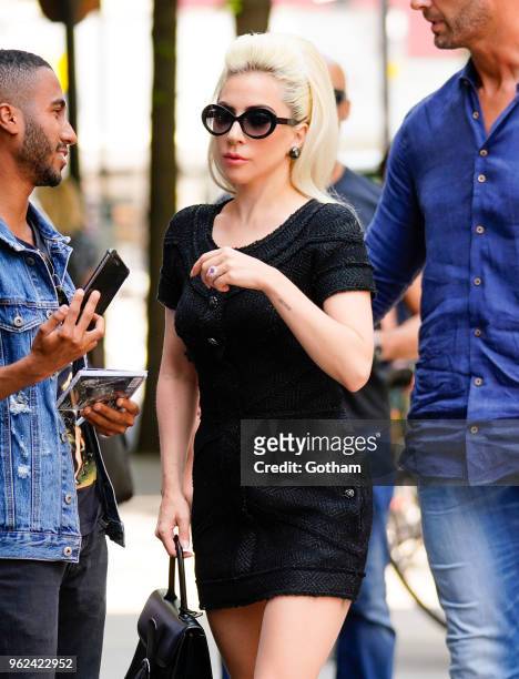 Lady Gaga wears a little black dress on May 25, 2018 in New York City.