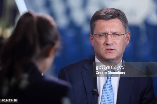 Alexander Novak, Russia's energy minister, speaks during a Bloomberg Television interview at the St. Petersburg International Economic Forum in St....