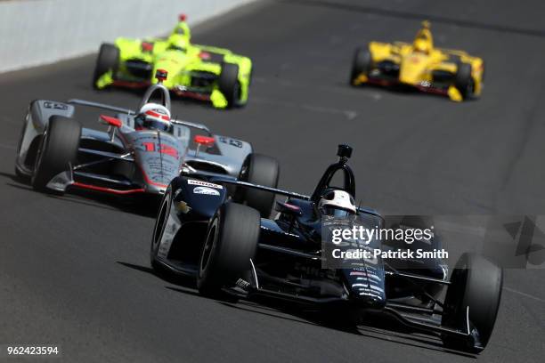 Ed Carpenter, driver of the Ed Carpenter Racing Fuzzy's Vodka Chevrolet, practices during Carb Day for the 102nd Indianapolis 500 at Indianapolis...