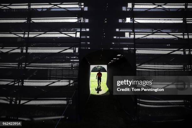 Abraham Ancer of Mexico walks off the fifth green during round two of the Fort Worth Invitational at Colonial Country Club on May 25, 2018 in Fort...