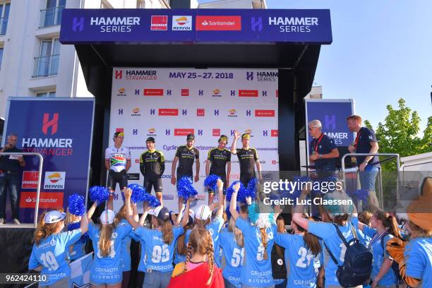 Podium / Michael Albasini of Switzerland / Damien Howson of Australia / Lucas Hamilton of Australia / Daryl Impey of South Africa / Cameron Meyer of...