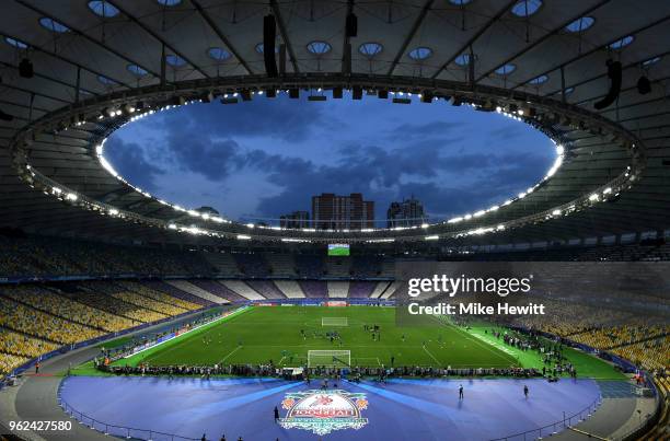 General view inside the stadium whilst Real Madrid train during a Real Madrid training session ahead of the UEFA Champions League Final against...