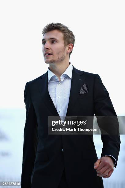 Sergey Sirotkin of Russia and Williams walks the catwalk at the Amber Lounge Fashion show during previews ahead of the Monaco Formula One Grand Prix...