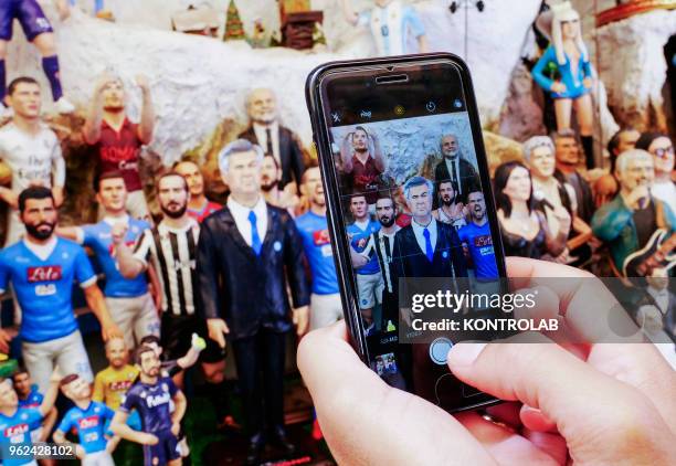 Carlo Ancelotti the new manager of the soccer team SSC Napoli, represented in Neapolitan Nativity statue. The artist Neapolitan Marco Ferrigno has...