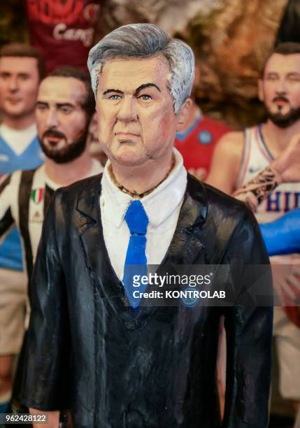 Carlo Ancelotti the new manager of the soccer team SSC Napoli, represented in Neapolitan Nativity statue. The artist Neapolitan Marco Ferrigno has...